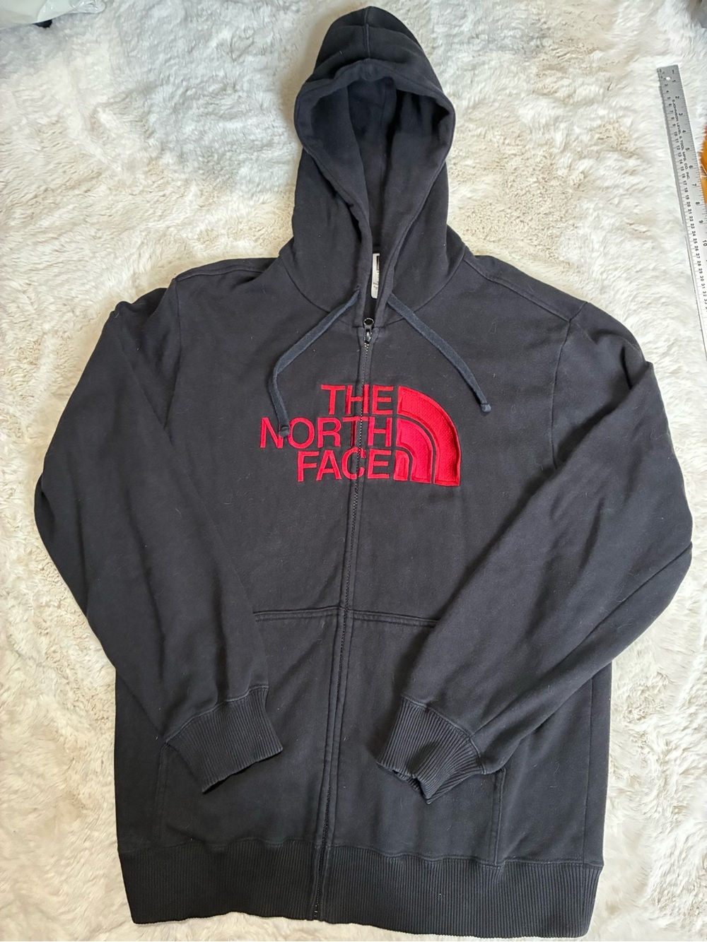 The North Face Black Hoodie with Red Logo Embroidery